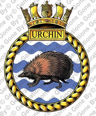 Coat of arms (crest) of the HMS Urchin, Royal Navy