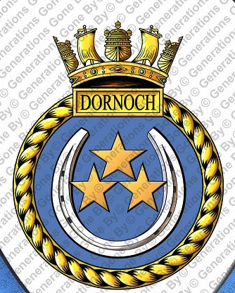 Coat of arms (crest) of the HMS Dornoch, Royal Navy