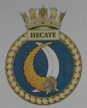 Coat of arms (crest) of the HMS Hecate, Royal Navy