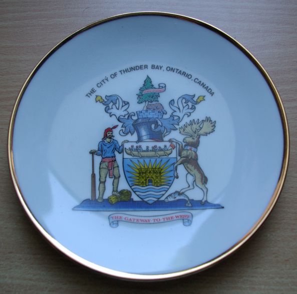 Plate with the arms of Thunder Bay, Canada