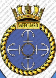 Coat of arms (crest) of the HMS Safeguard, Royal Navy