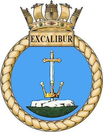 Coat of arms (crest) of the HMS Excalibur, Royal Navy