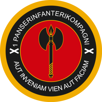 Emblem (crest) of the 1st Armoured Infantry Company, II Battalion, Jutland Dragoon Regiment, Danish Army