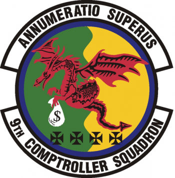 Coat of arms (crest) of the 9th Comptroller Squadron, US Air Force