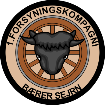 Emblem (crest) of the 1st Supply Company, 1st Logistics Battalion, The Train Regiment, Danish Army