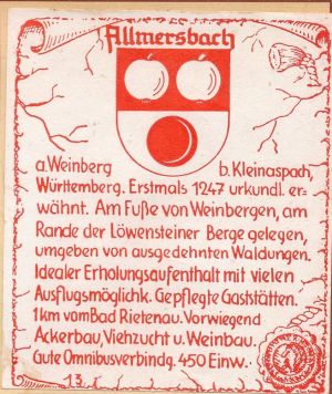 Wappen von Allmersbach am Weinberg/Coat of arms (crest) of Allmersbach am Weinberg