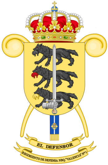 Coat of arms (crest) of the NBC Defense Regiment Valencia No 1, Spanish Army