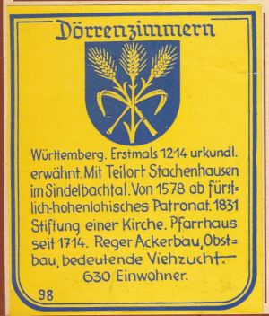 Wappen von Dörrenzimmern/Coat of arms (crest) of Dörrenzimmern