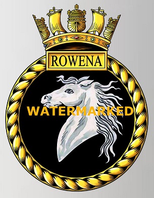 Coat of arms (crest) of the HMS Rowena, Royal Navy