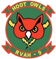 Coat of arms (crest) of the Reconnaissance Heavy Attack Squadron (RVAH)-9 Hoot Owls, US Navy