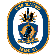 Coat of arms (crest) of the Mine Hunter USS Raven (MHC-61)