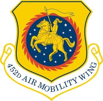 Coat of arms (crest) of the 452nd Air Mobility Wing, US Air Force