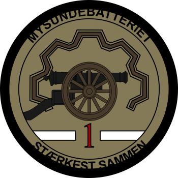 Emblem (crest) of the 1st Basic Training Battery (Mysunde Battery), II Combat Capability Battalion, The Danish Artillery Regiment, Danish Army