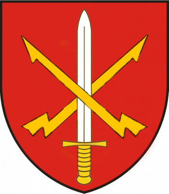 Coat of arms (crest) of the Lithuanian Grand Hetman Kristupas Radvila Perkūnas Signal Battalion. Lithuanian Army