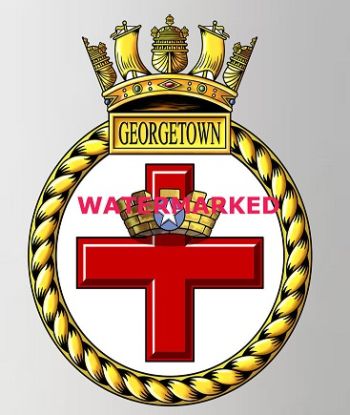 Coat of arms (crest) of the HMS Georgetown, Royal Navy