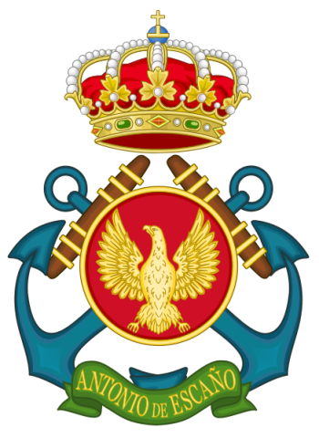 Coat of arms (crest) of the Specialists School of the Navy Antonio de Escaño, Spanish Navy