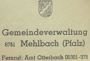 Wappen von Mehlbach/Coat of arms (crest) of Mehlbach